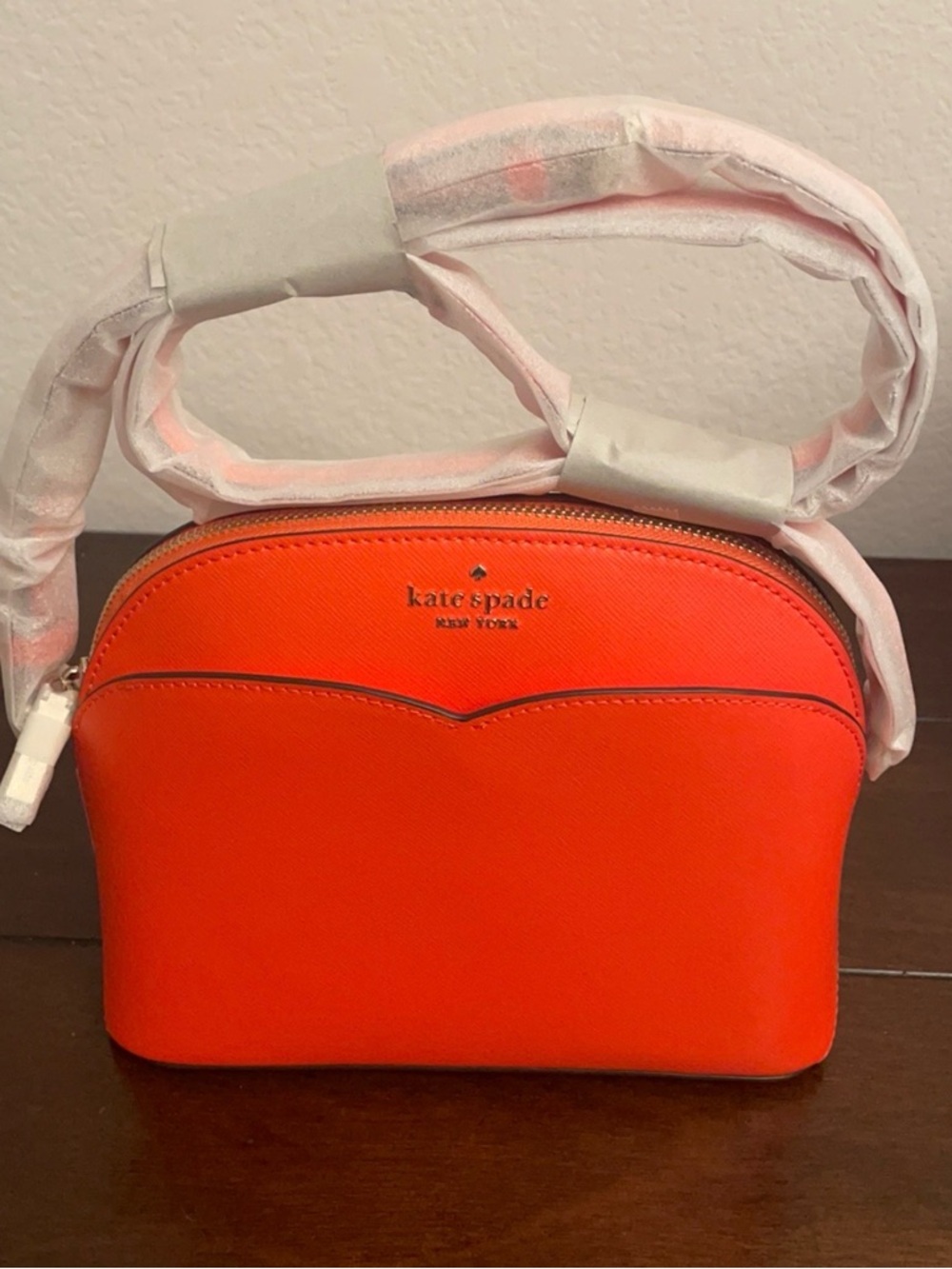 kate spade New York Bright Orange Saffiano Crossbody Dome Bag
